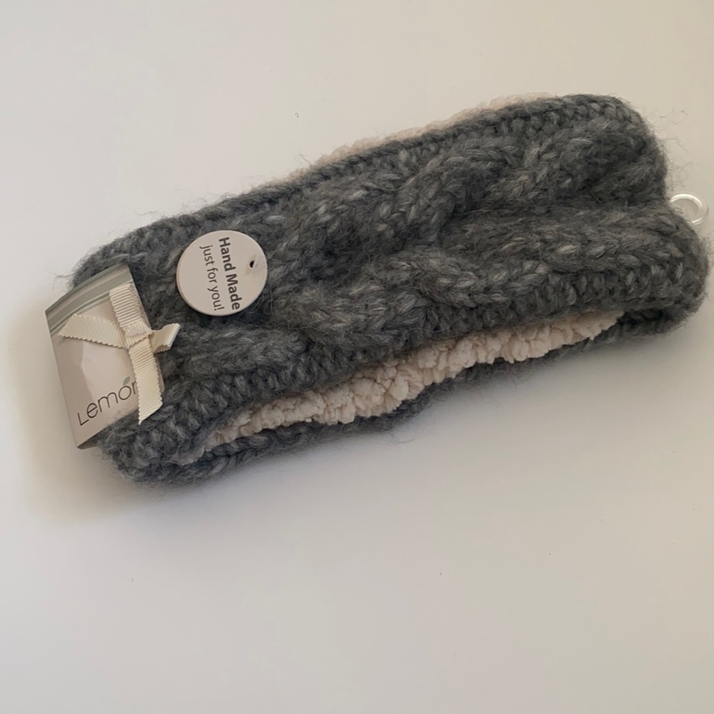 Lemon Gray Knit Sherpa-Lined Headband